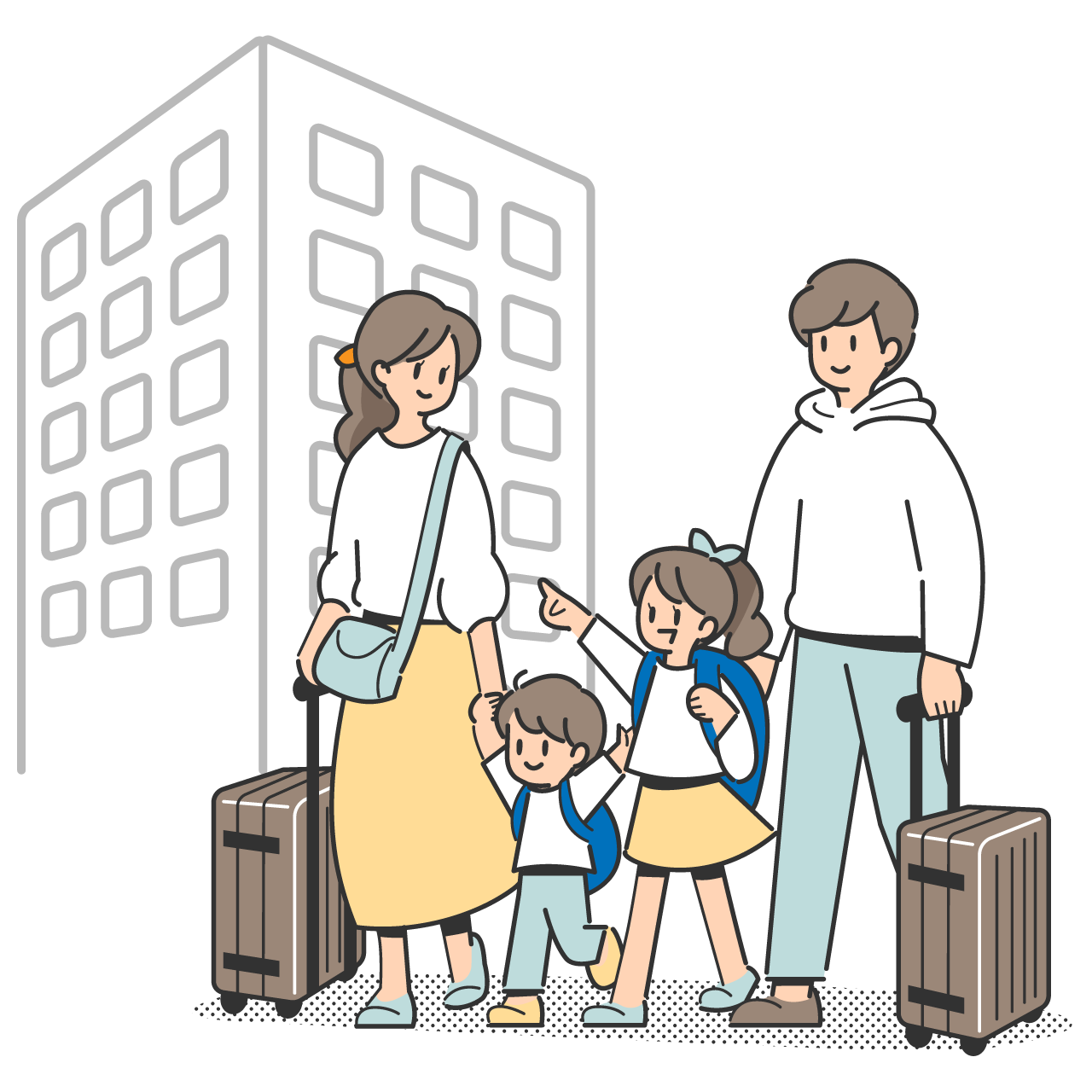 旅行する家族のイメージイラスト